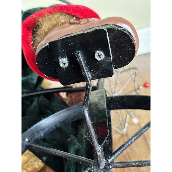Vtg Old World Santa Claus Riding Bicycle Bike Lg 21” Christmas Decor Composite - Picture 15 of 16
